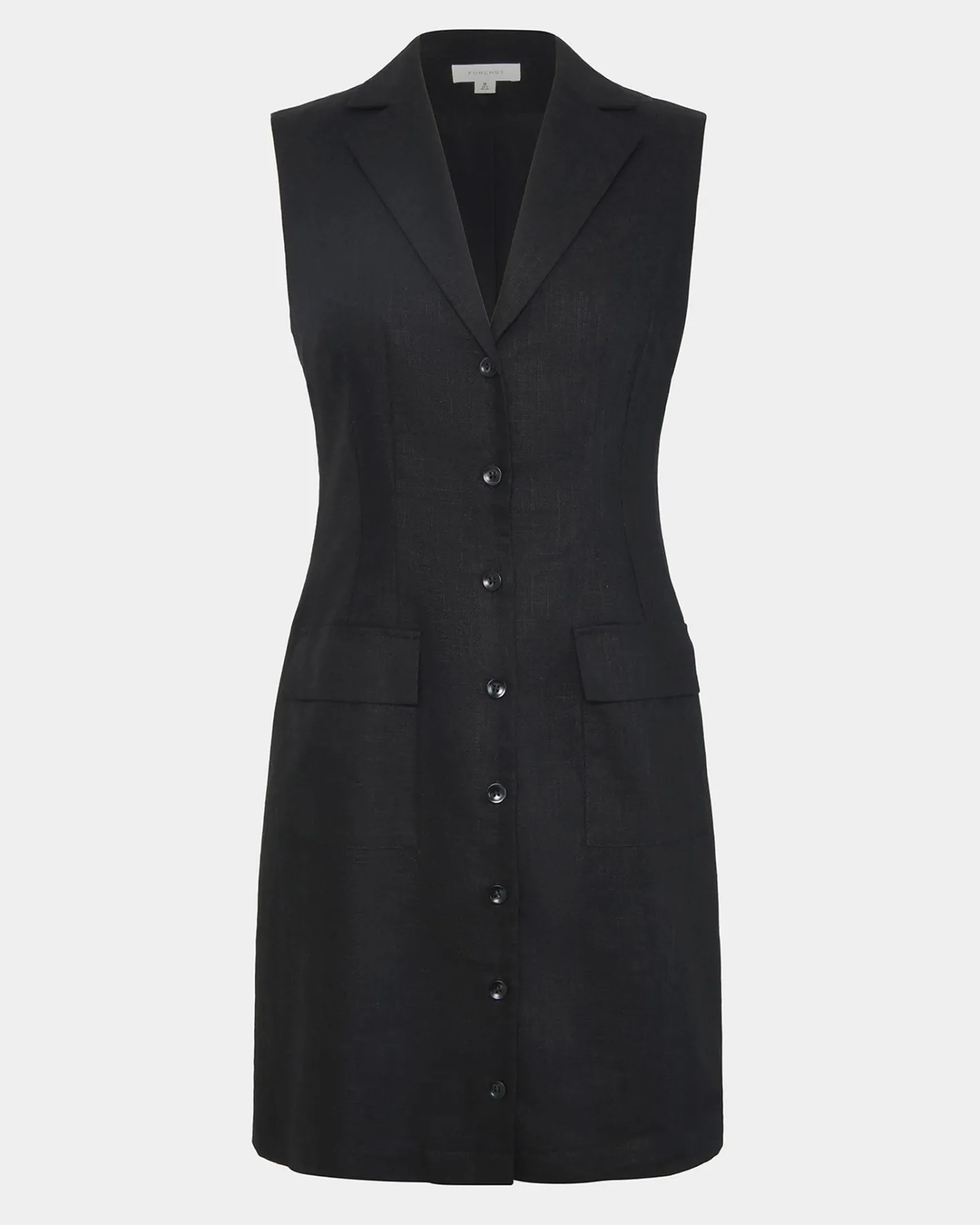 Forcast Valeria Buttoned Linen Dress Black Online