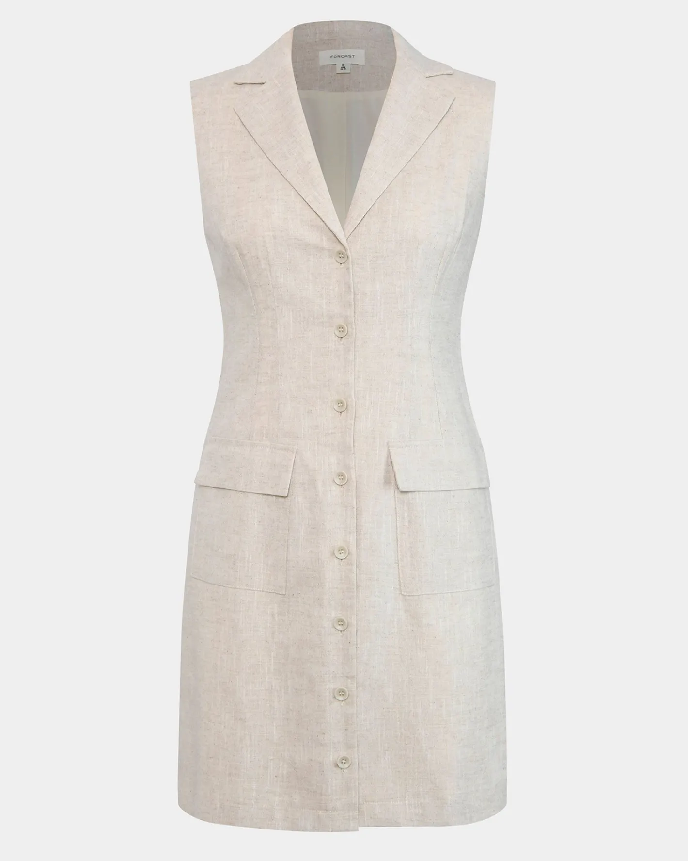 Forcast Valeria Buttoned Linen Dress Oatmeal Best
