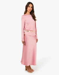 Forcast Valeria Long Sleeve Top Pink Hot