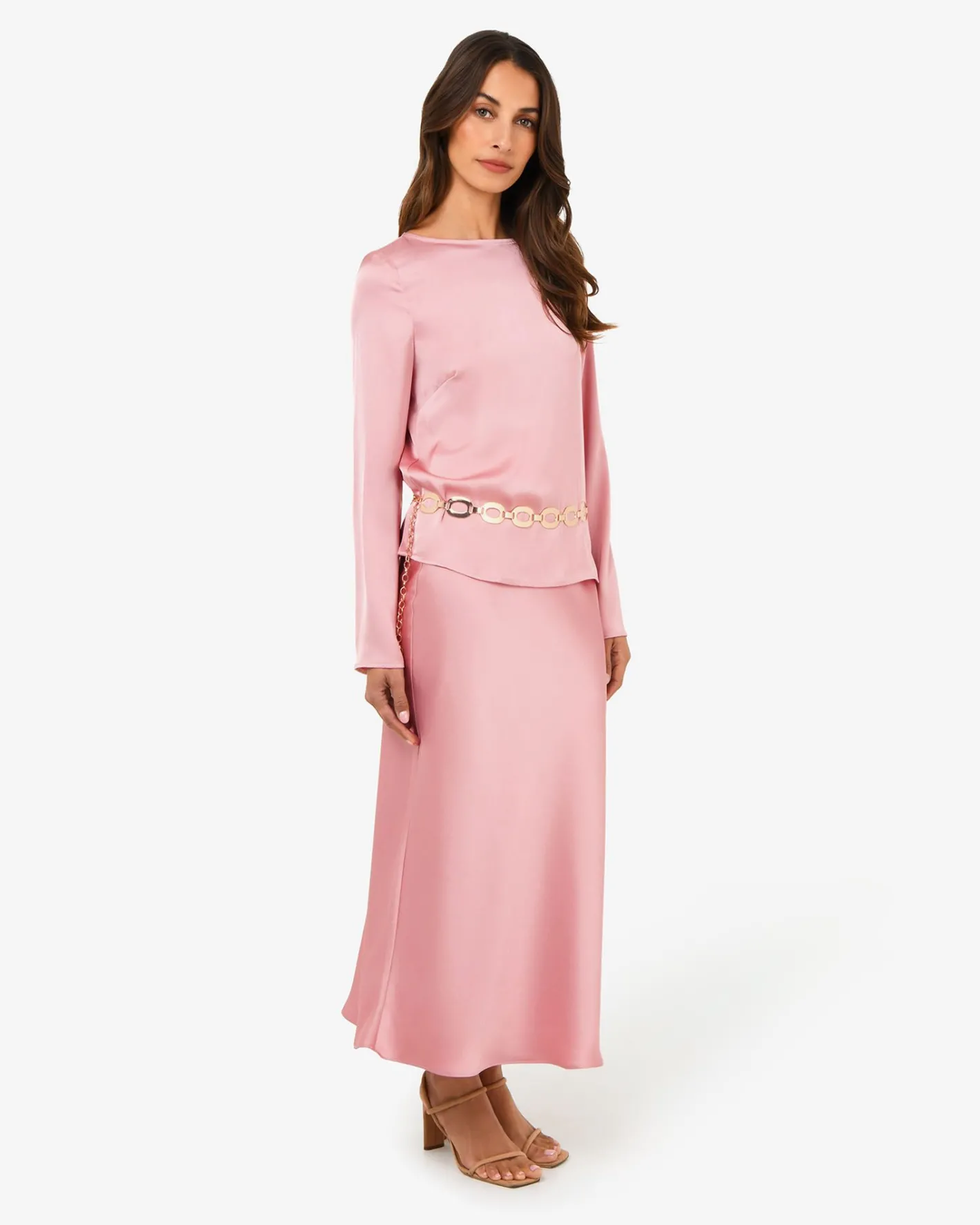 Forcast Valeria Long Sleeve Top Pink Hot