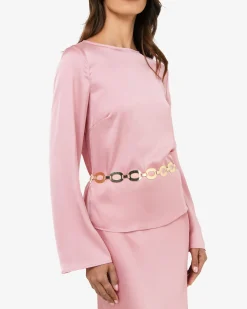 Forcast Valeria Long Sleeve Top Pink Hot