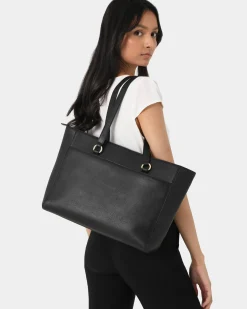 Forcast Valerie Leather Tote Bag Black Online