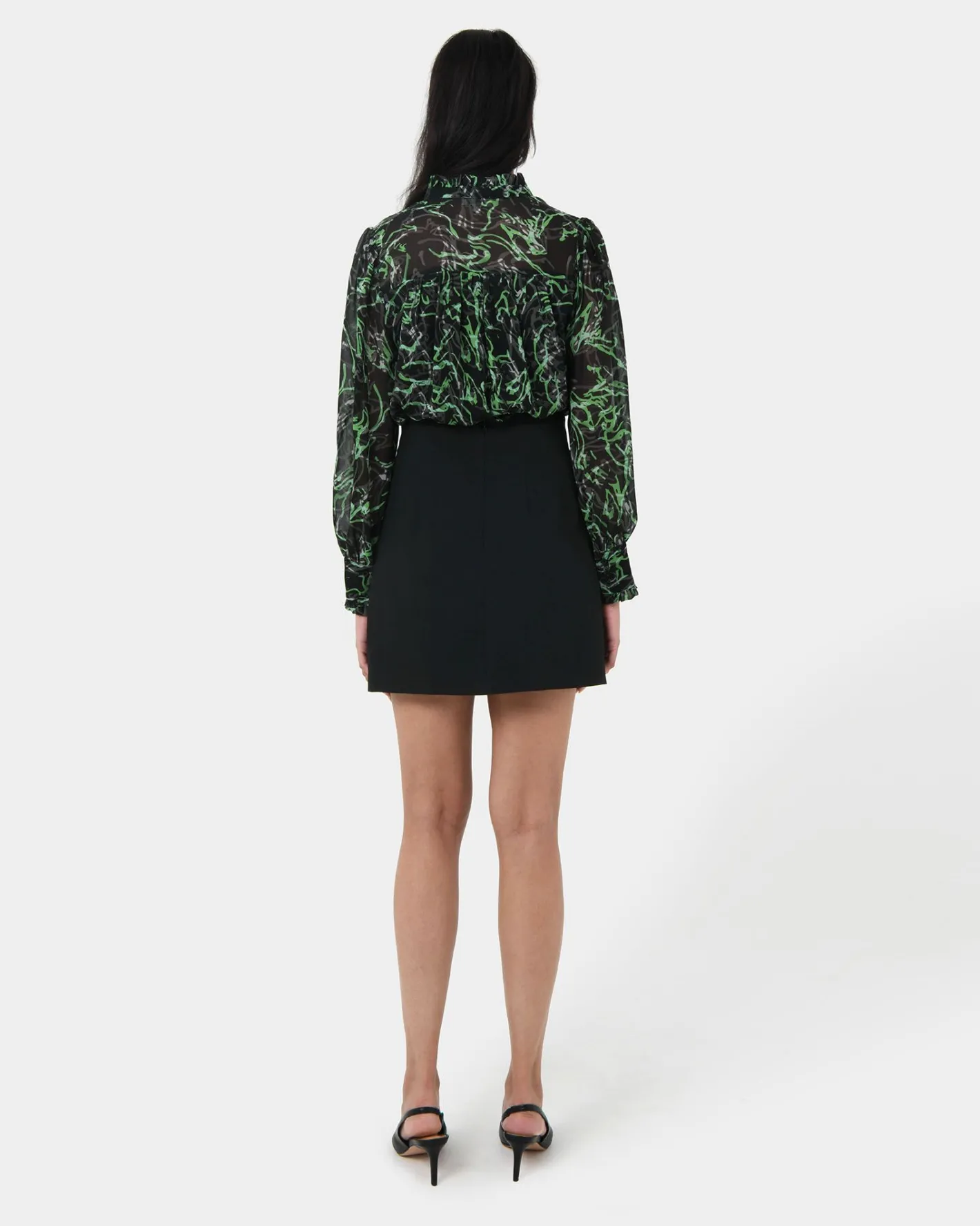 Forcast Veda Collar Blouse Green Multi