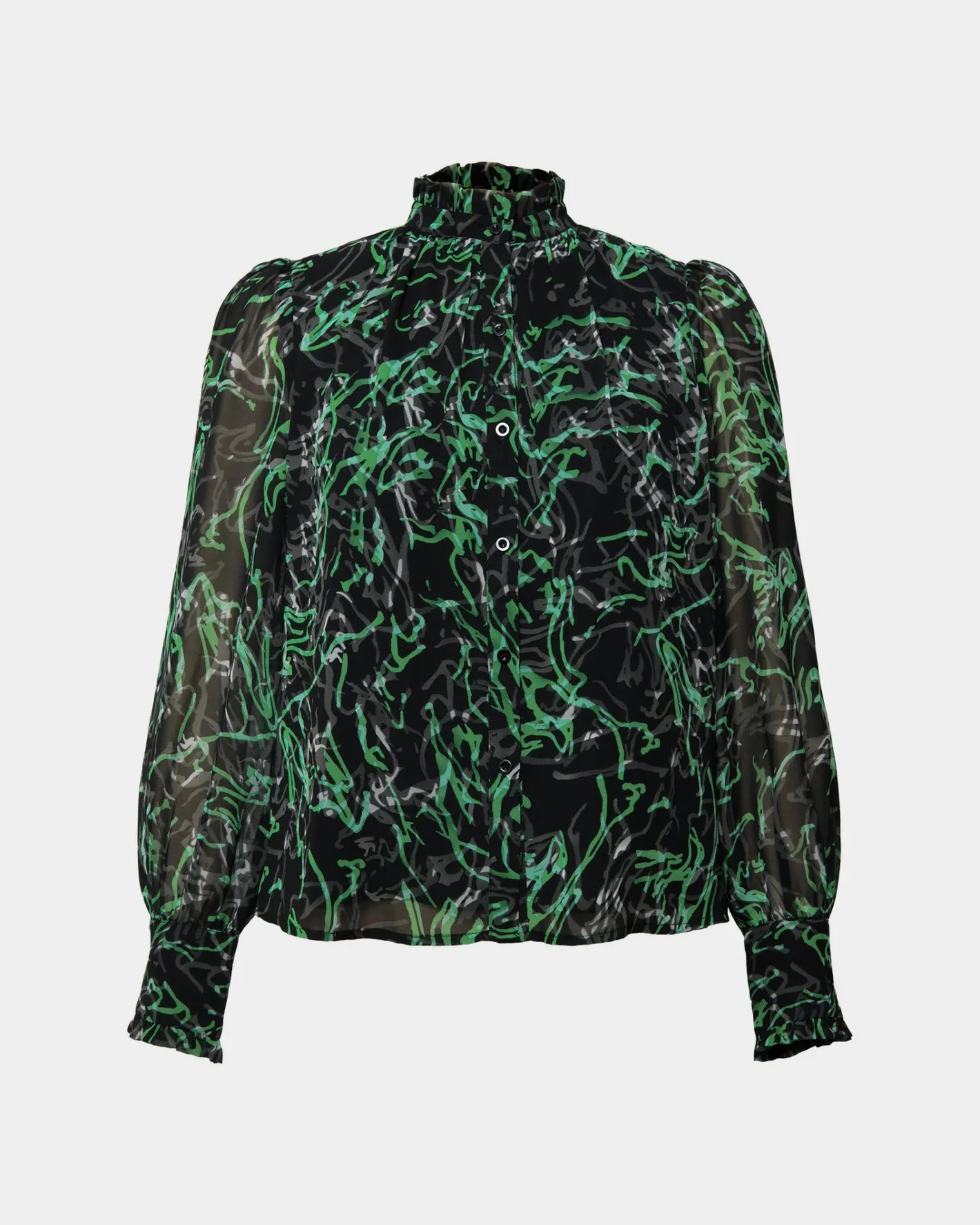 Forcast Veda Collar Blouse Green Multi