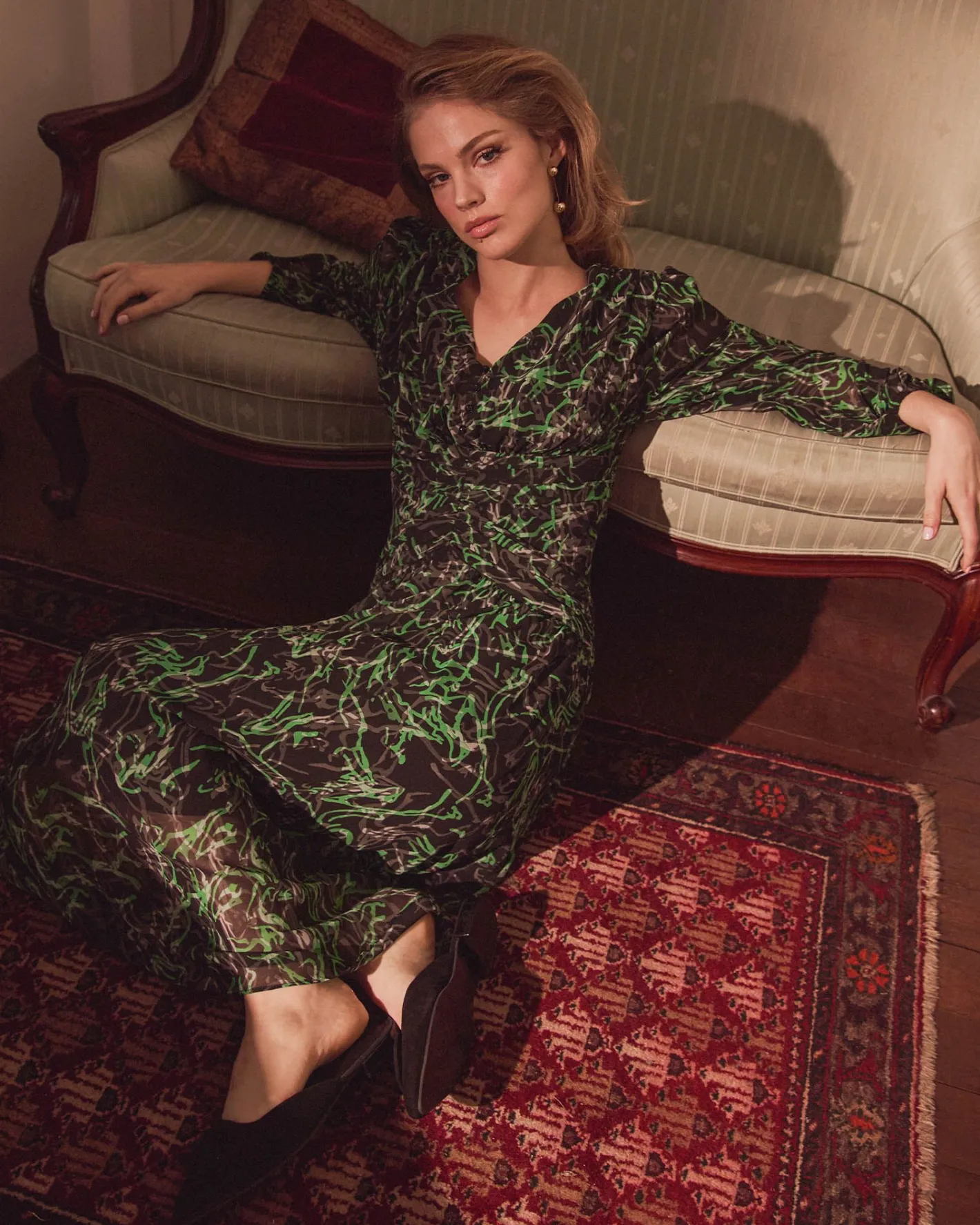 Forcast Veda Maxi Dress Green Multi Best