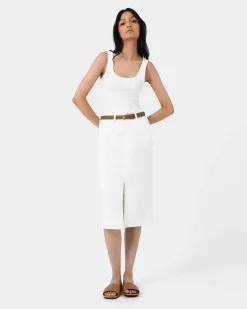 Forcast Veronique Midi Denim Skirt White Discount