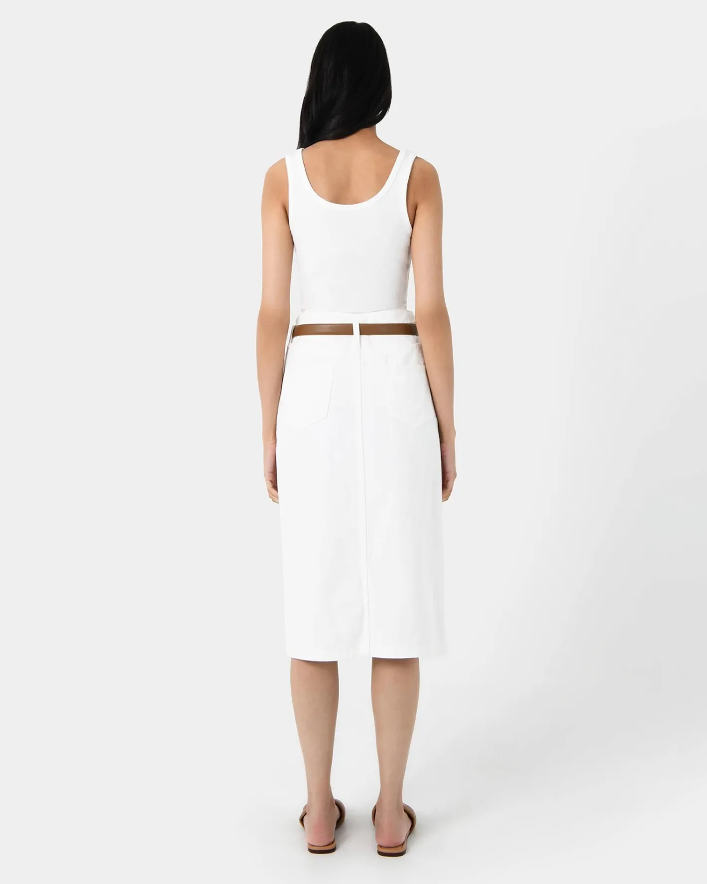 Forcast Veronique Midi Denim Skirt White Discount