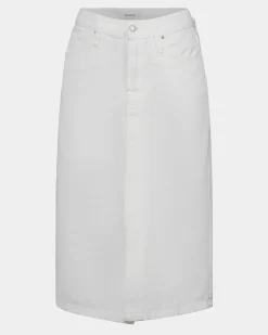Forcast Veronique Midi Denim Skirt White Discount