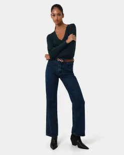 Forcast Vicky V-neck Knit Deep Teal Discount