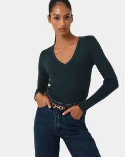 Forcast Vicky V-neck Knit Deep Teal Discount