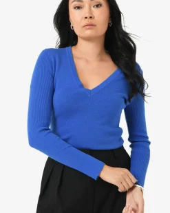 Forcast Vicky V-neck Knit Lapis Hot