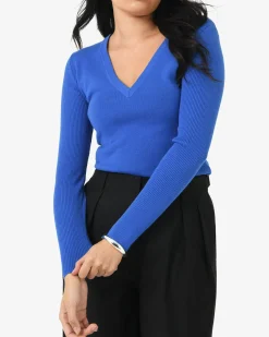 Forcast Vicky V-neck Knit Lapis Hot