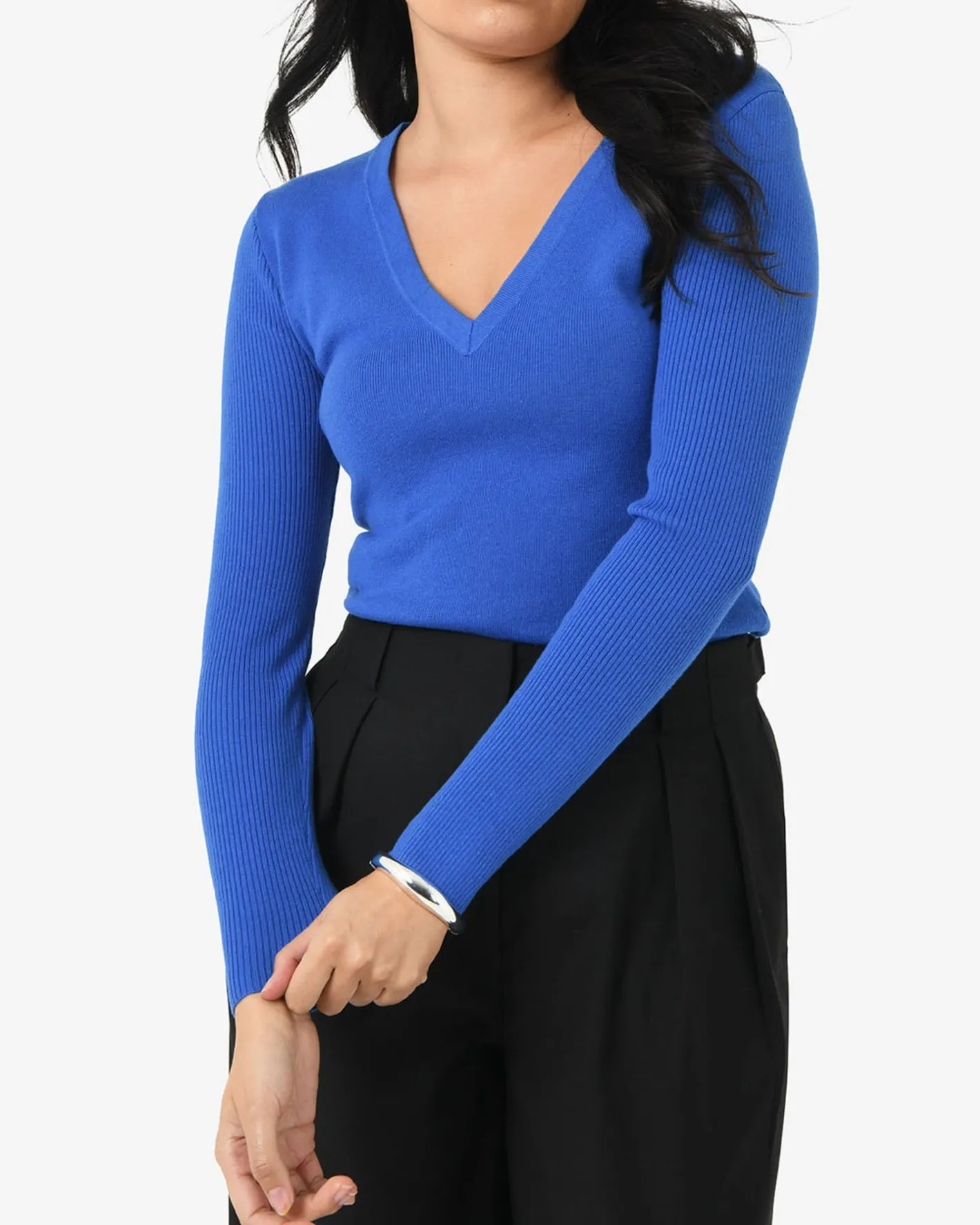 Forcast Vicky V-neck Knit Lapis Hot