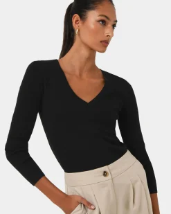 Forcast Vicky V-neck Knit Black Online