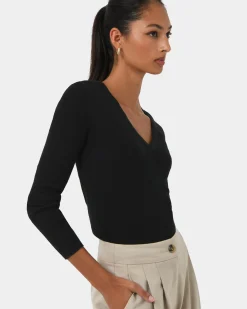 Forcast Vicky V-neck Knit Black Online