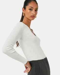 Forcast Vicky V-neck Knit Ivory Outlet