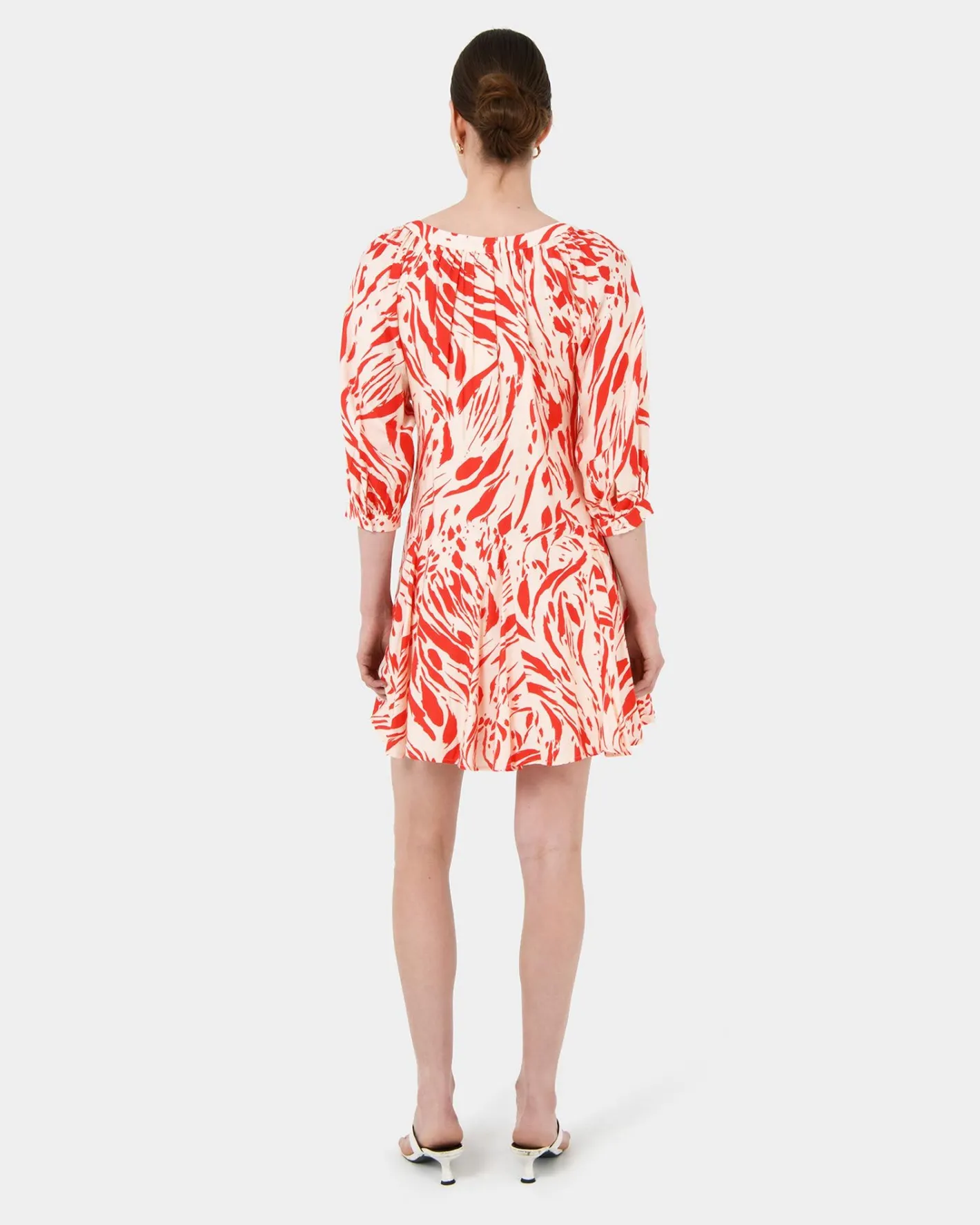 Forcast Vienna V-neck Tie Dress Animal Red Sale