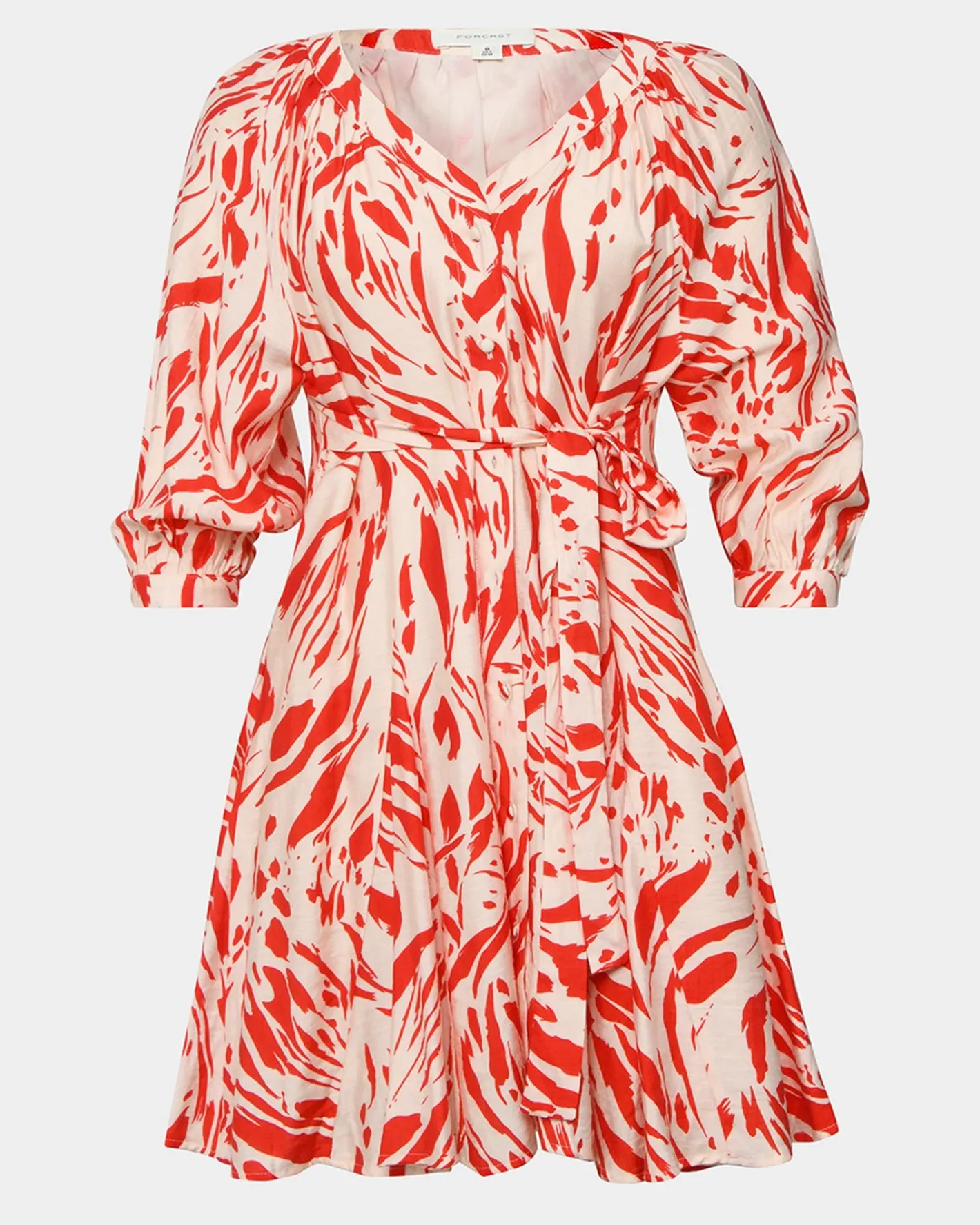 Forcast Vienna V-neck Tie Dress Animal Red Sale