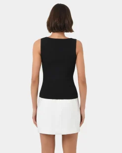 Forcast Vivi Rib Knit Tank Top Black Best