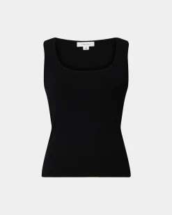 Forcast Vivi Rib Knit Tank Top Black Best
