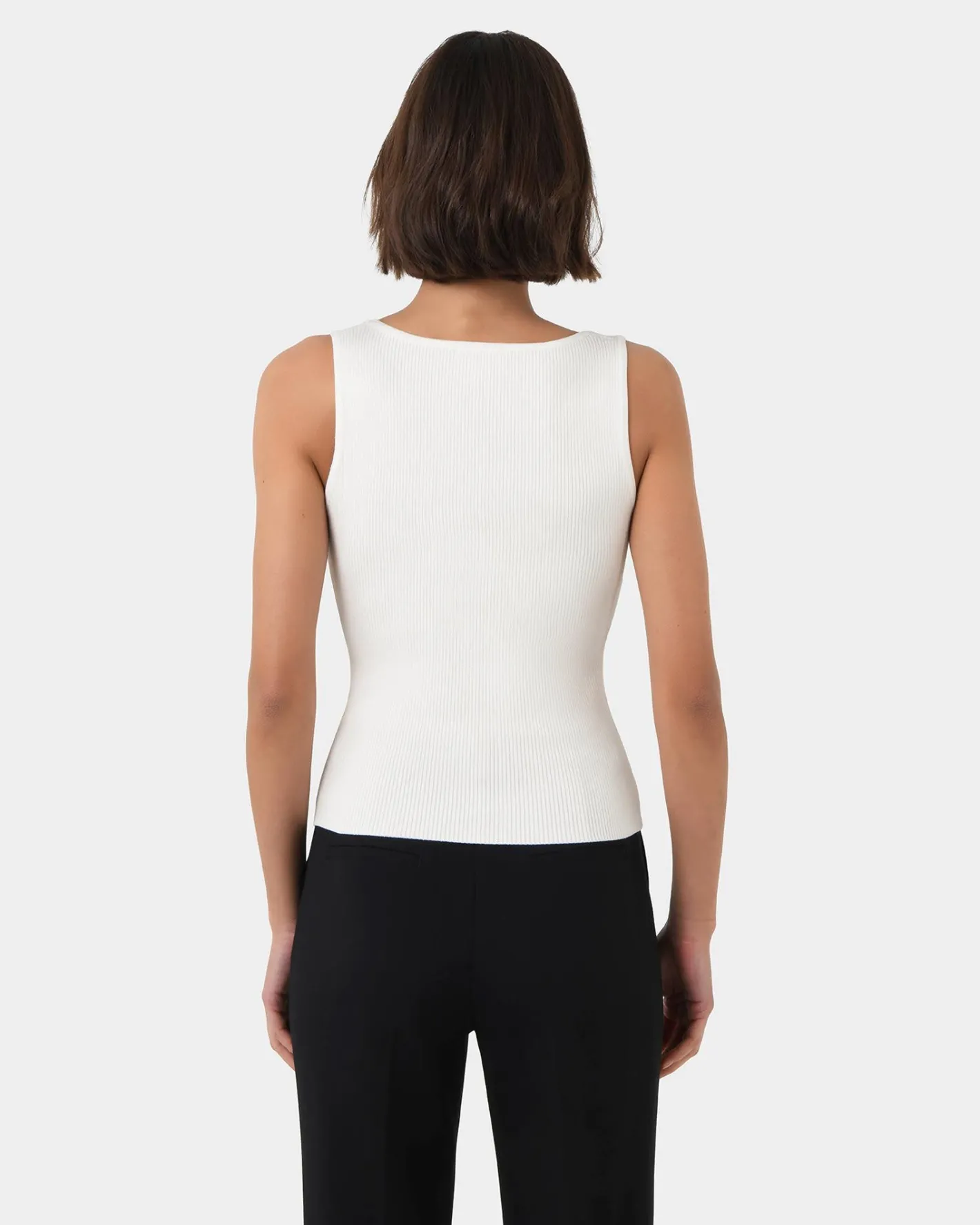 Forcast Vivi Rib Knit Tank Top Ivory Clearance