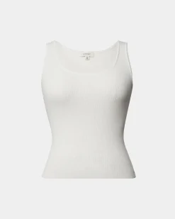 Forcast Vivi Rib Knit Tank Top Ivory Clearance