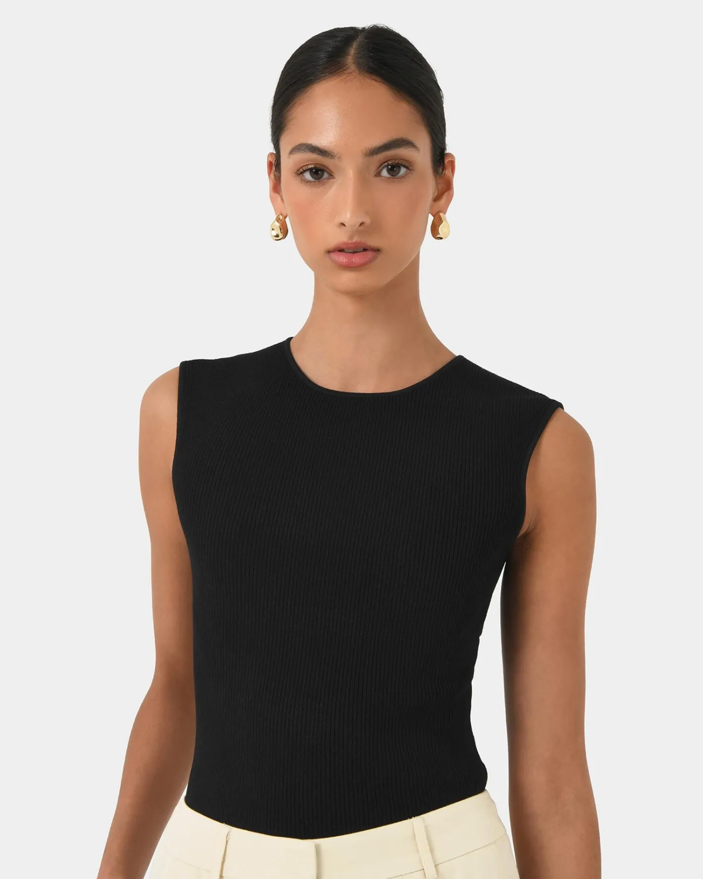 Forcast Viviana Sleeveless Knit Top Black