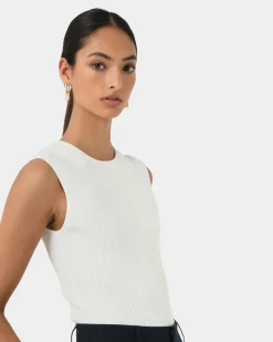 Forcast Viviana Sleeveless Knit Top Ivory Clearance