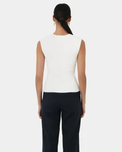 Forcast Viviana Sleeveless Knit Top Ivory Clearance