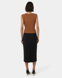 Forcast Viviana Sleeveless Knit Top Camel Outlet