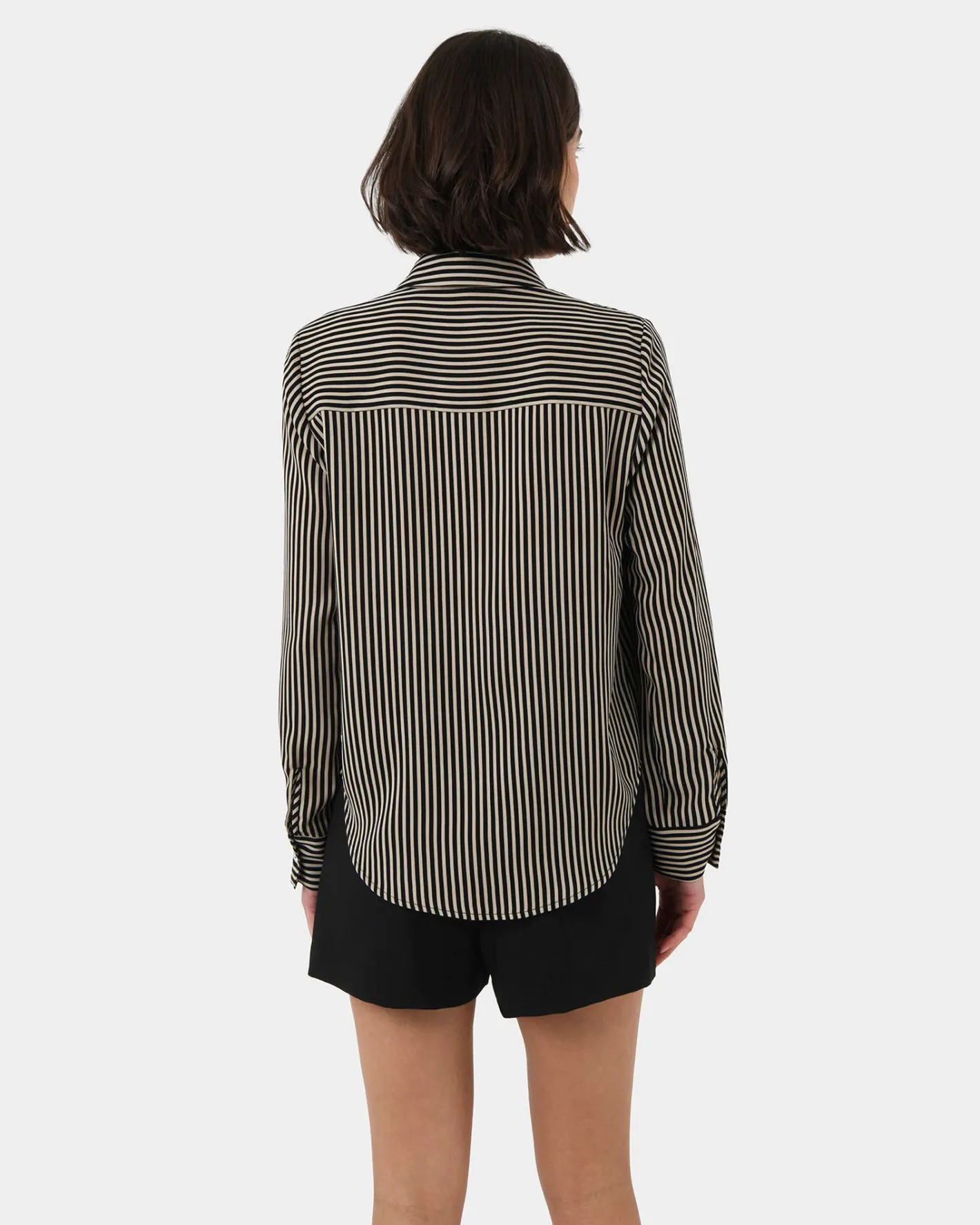 Forcast Wanda Stripe Satin Shirt Beige & Black