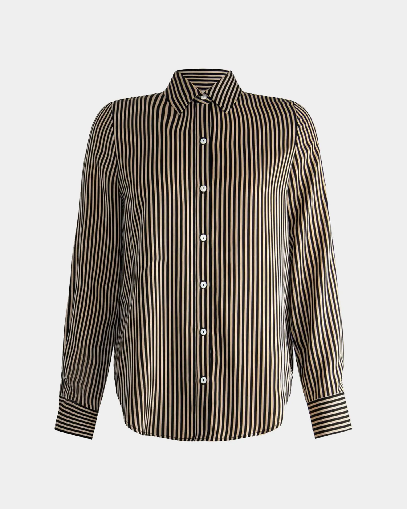 Forcast Wanda Stripe Satin Shirt Beige & Black