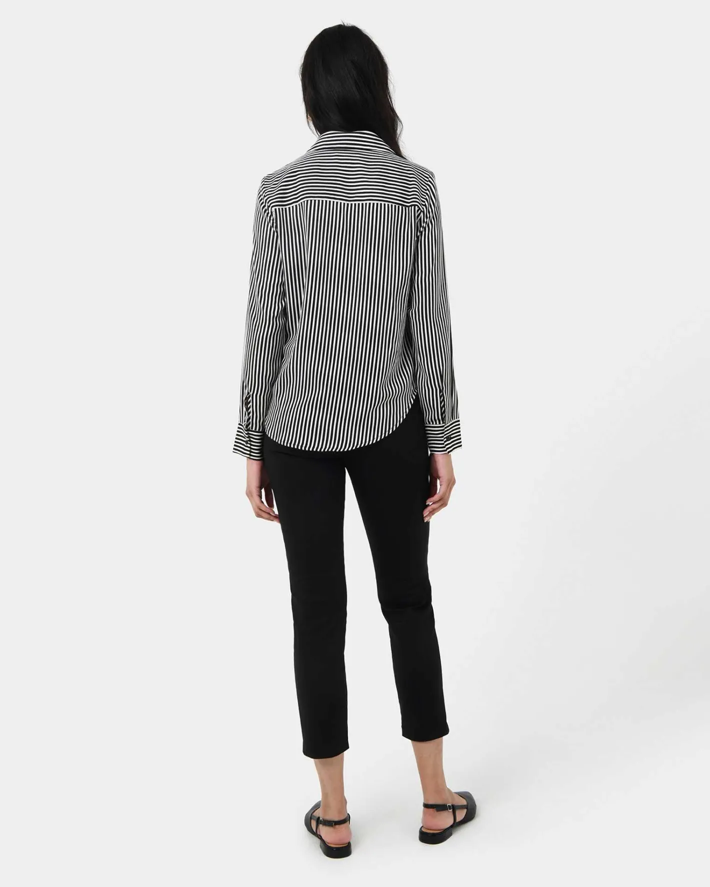 Forcast Wanda Stripe Satin Shirt Ivory & Black Best