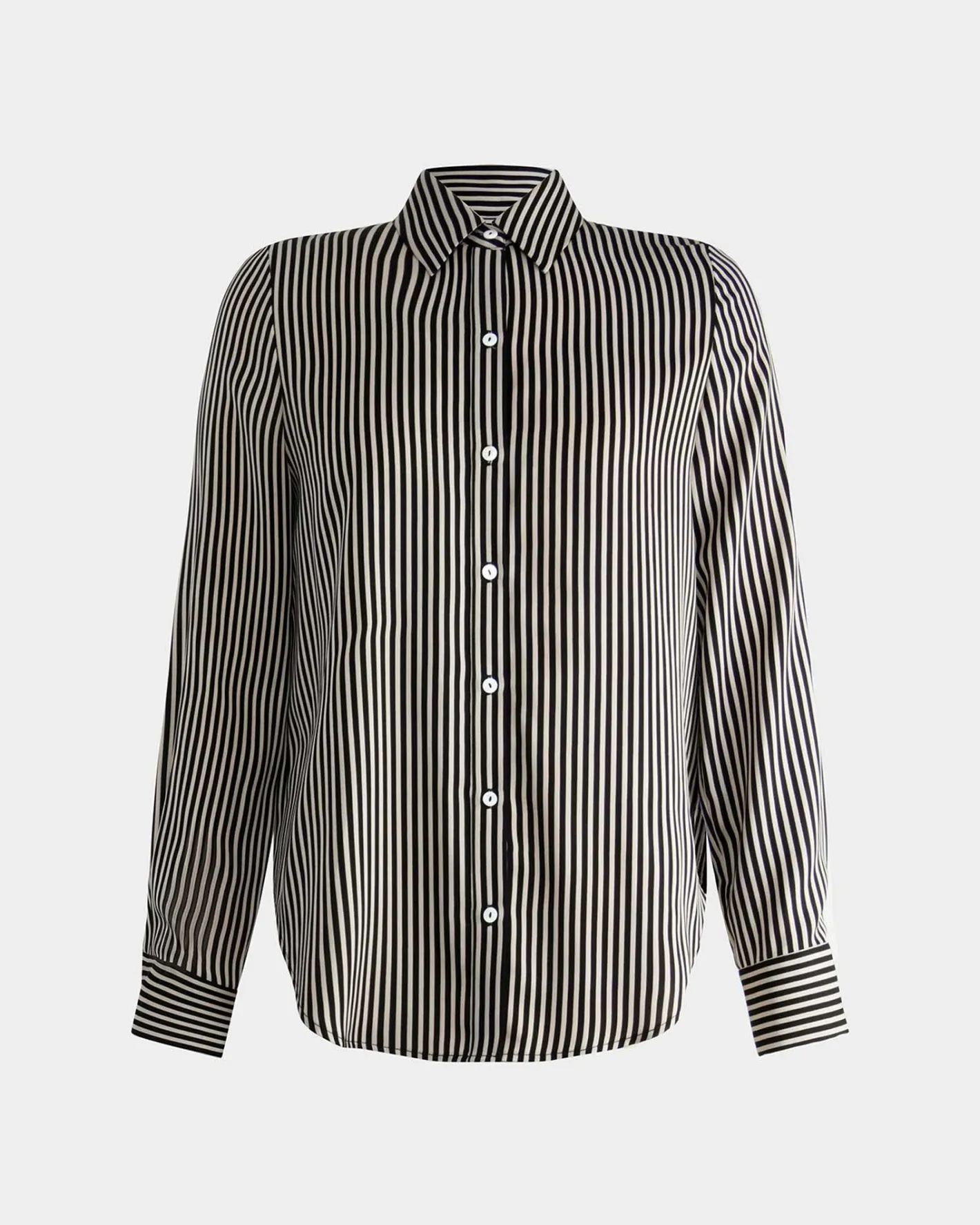 Forcast Wanda Stripe Satin Shirt Ivory & Black Best