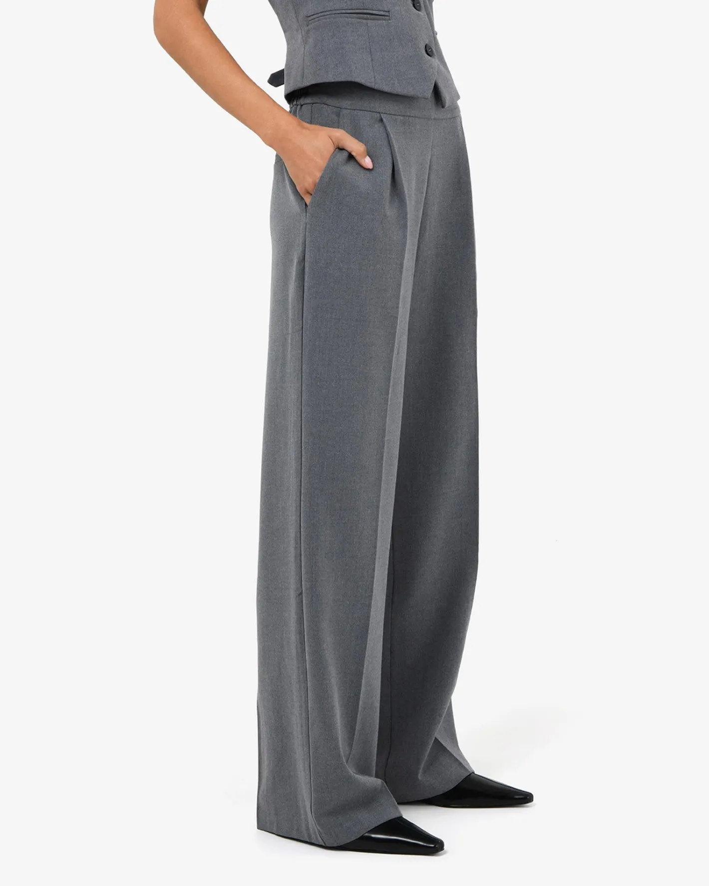 Forcast Westwood Elastic Waist Pants Grey Best