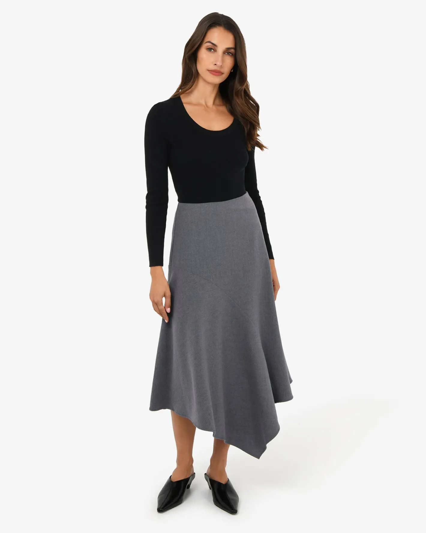 Forcast Westwood Midi Skirt Grey