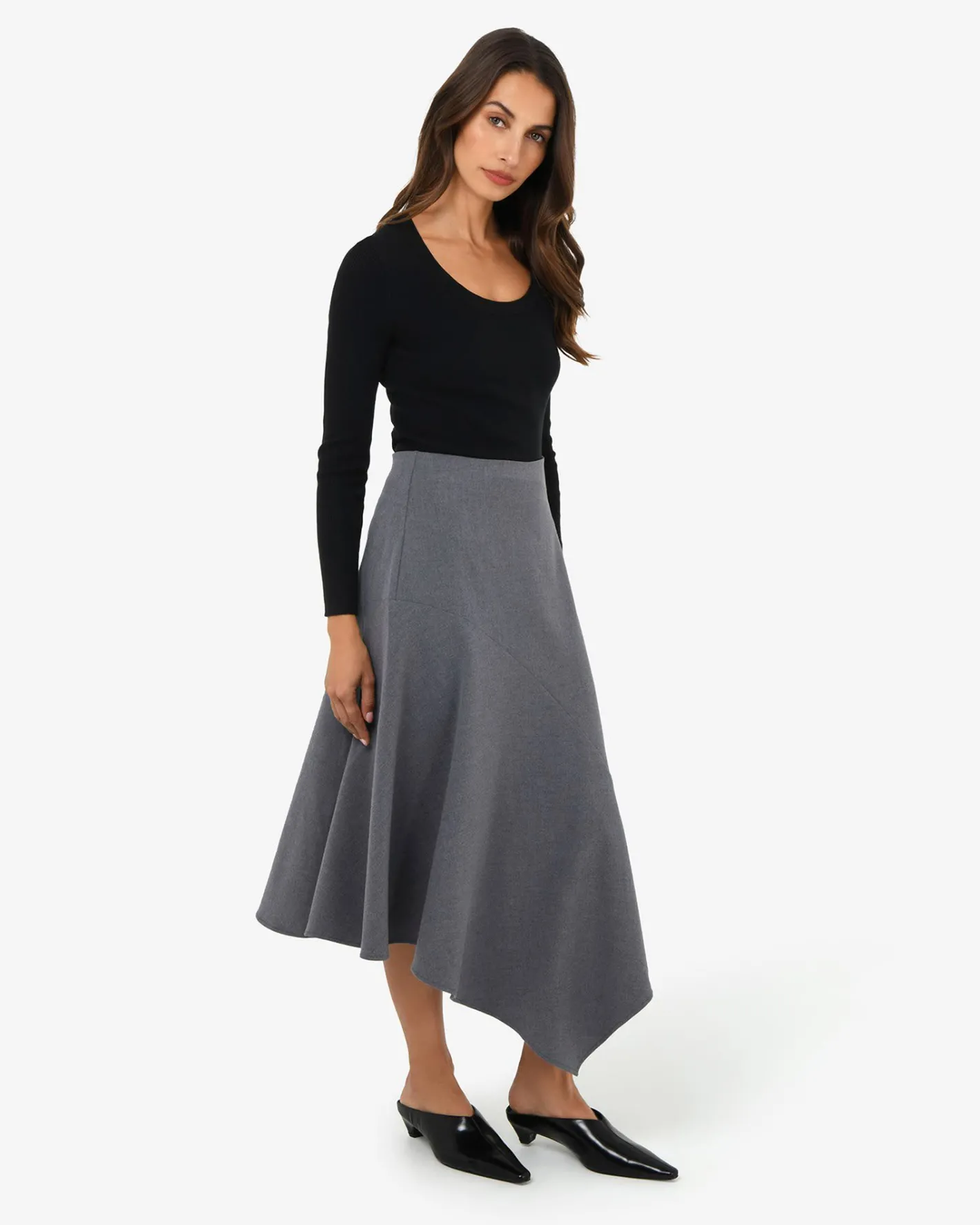 Forcast Westwood Midi Skirt Grey