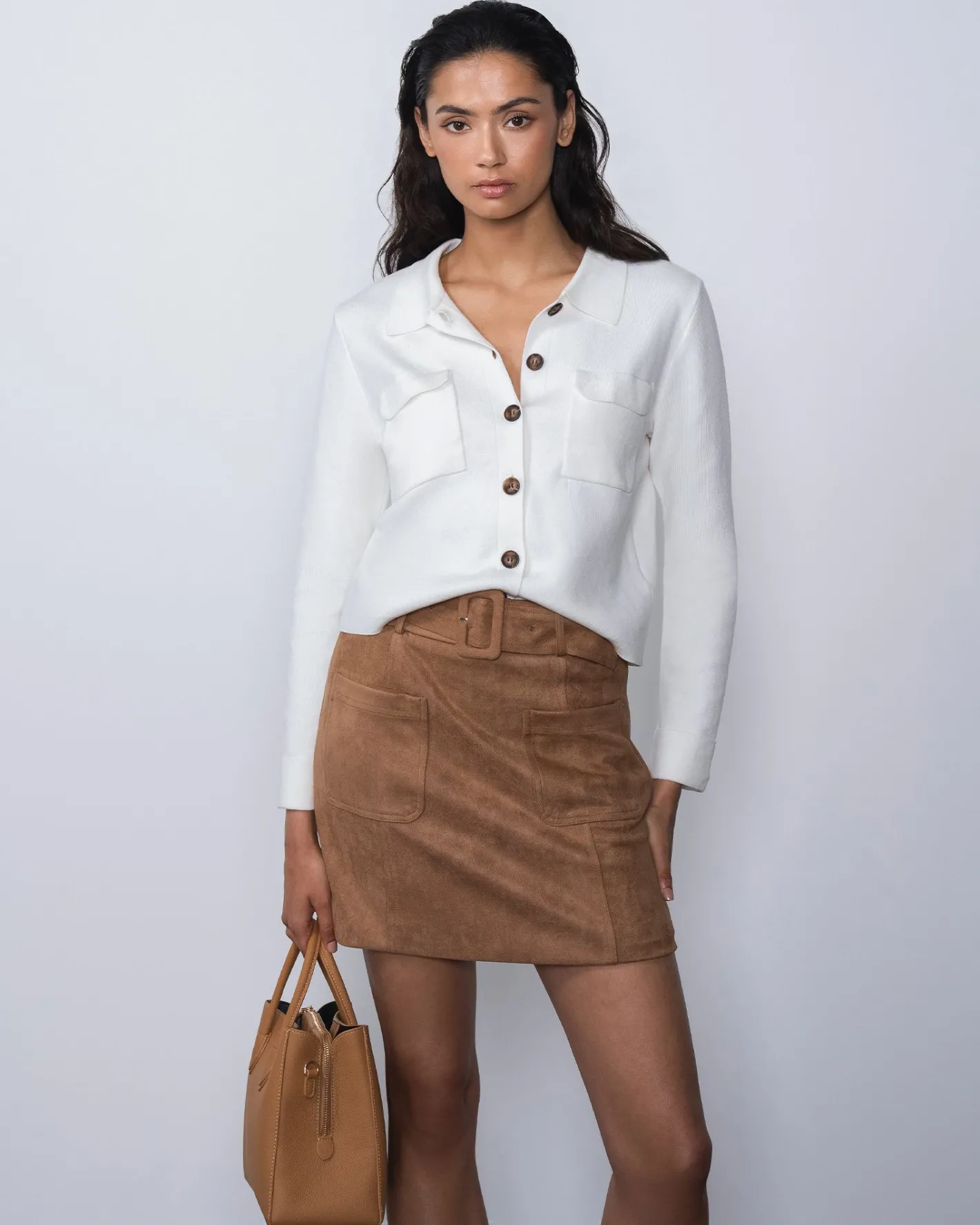 Forcast Willow Collar Cardigan Ivory