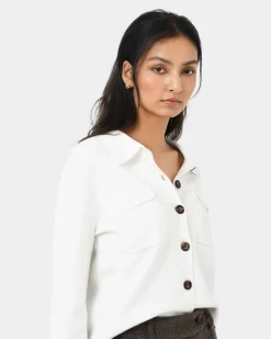 Forcast Willow Collar Cardigan Ivory