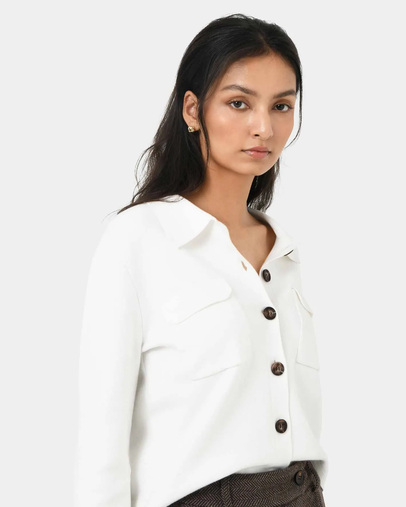 Forcast Willow Collar Cardigan Ivory