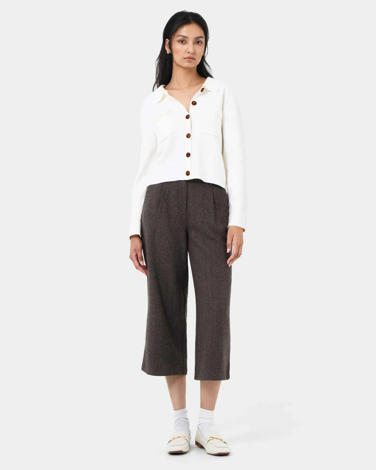 Forcast Willow Collar Cardigan Ivory