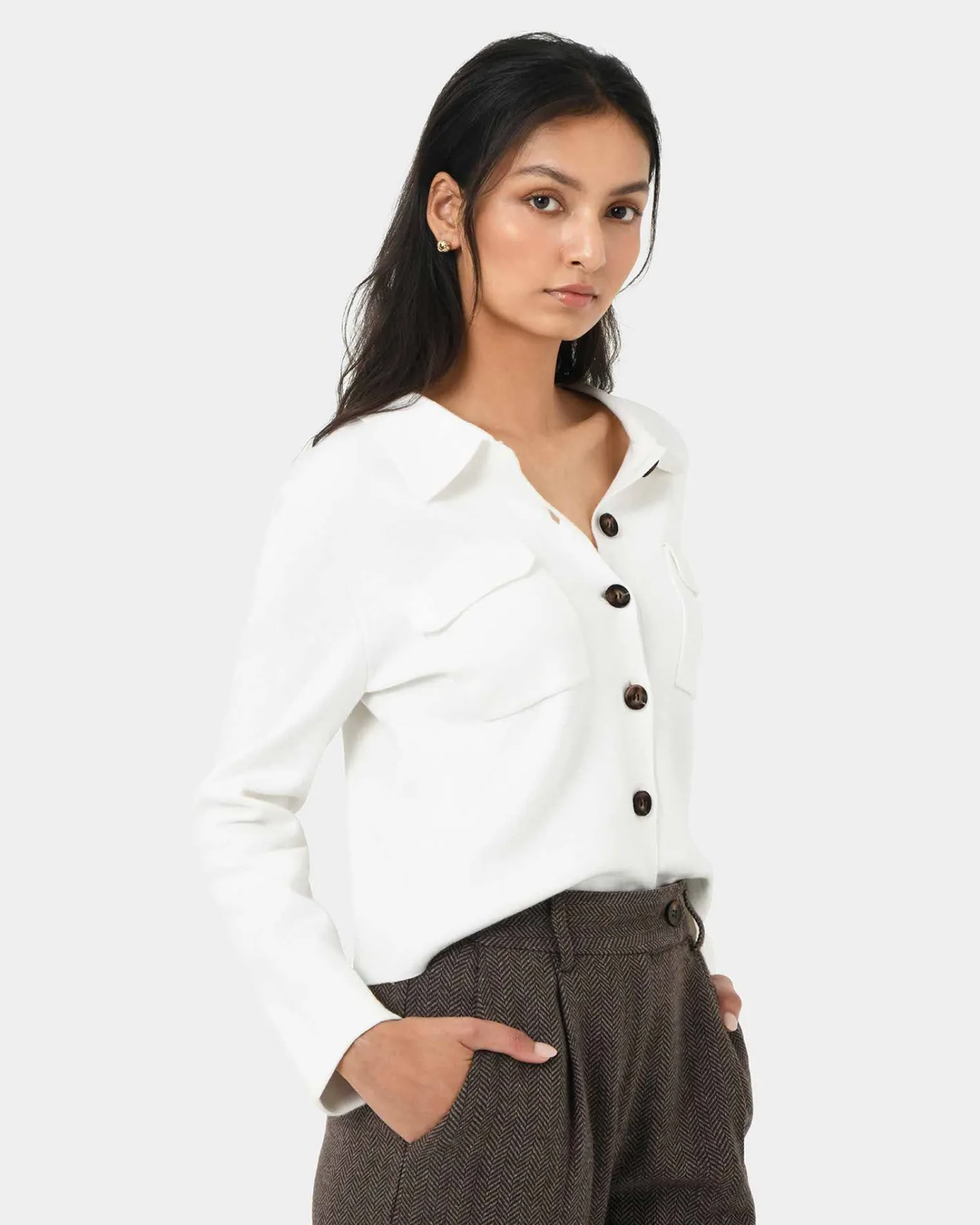 Forcast Willow Collar Cardigan Ivory