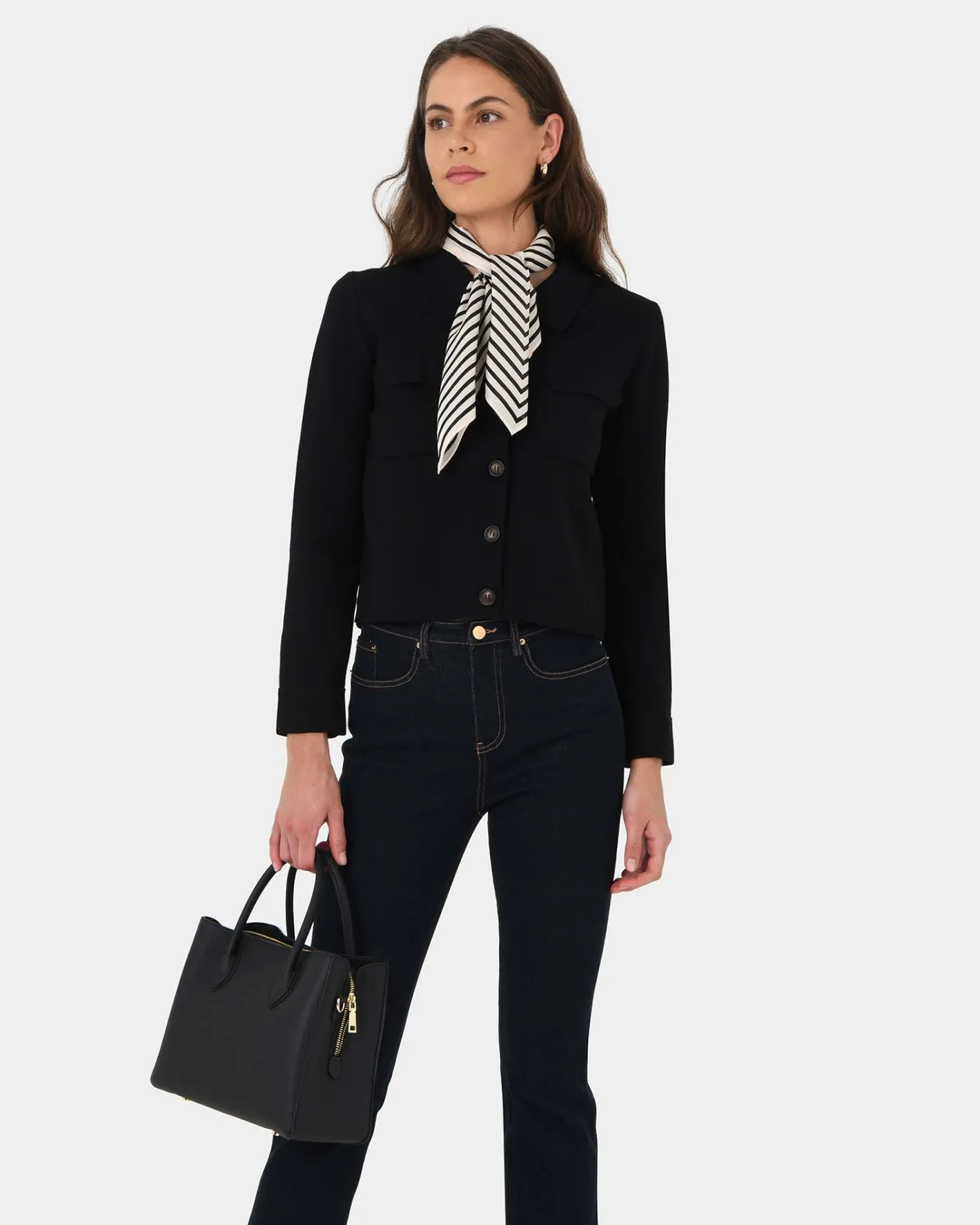 Forcast Willow Collar Cardigan Black New