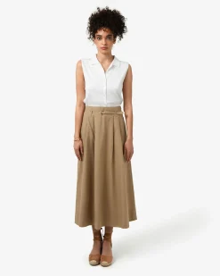 Forcast Willow Cotton Belted Skirt Camel Discount