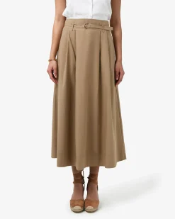 Forcast Willow Cotton Belted Skirt Camel Discount