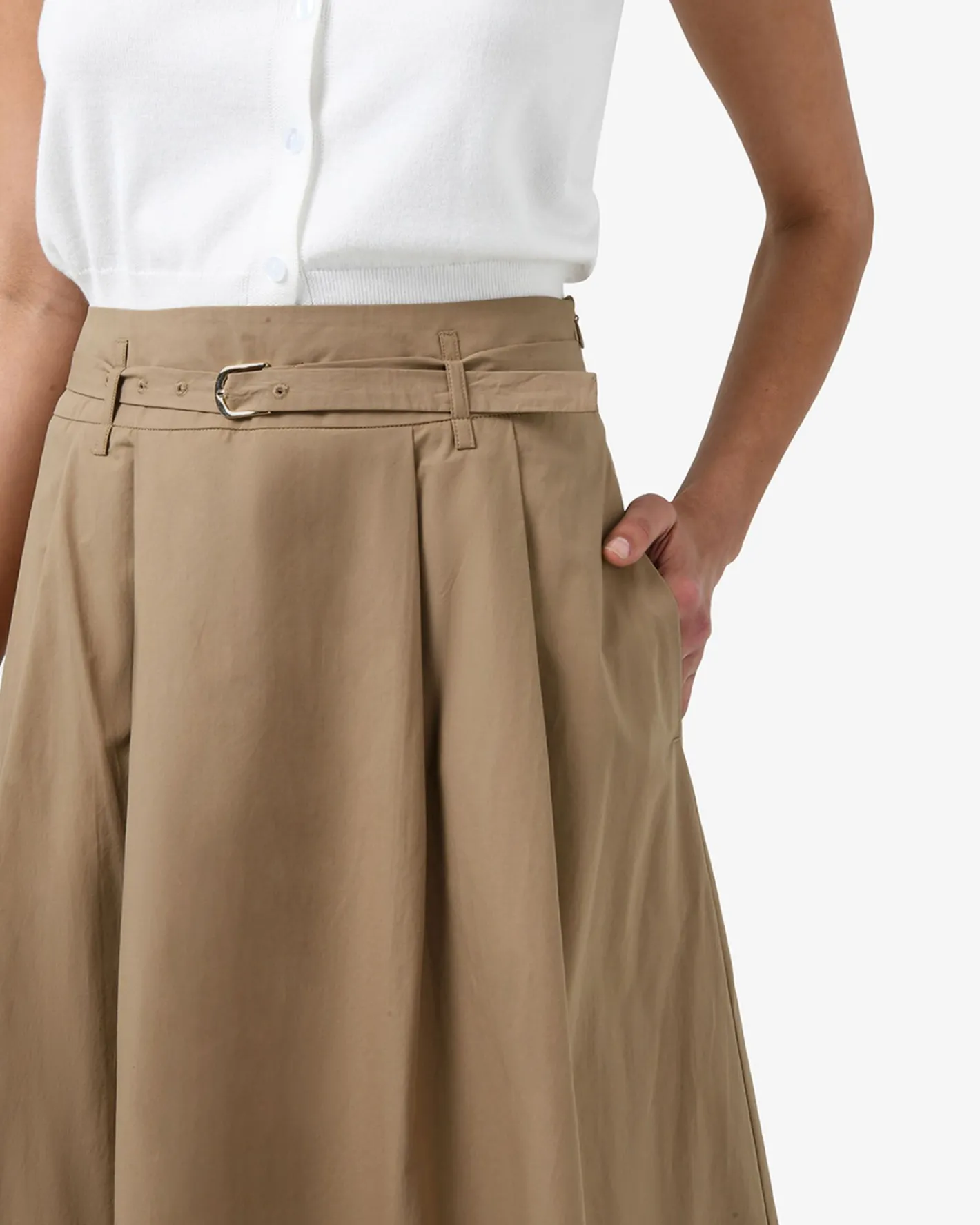 Forcast Willow Cotton Belted Skirt Camel Discount