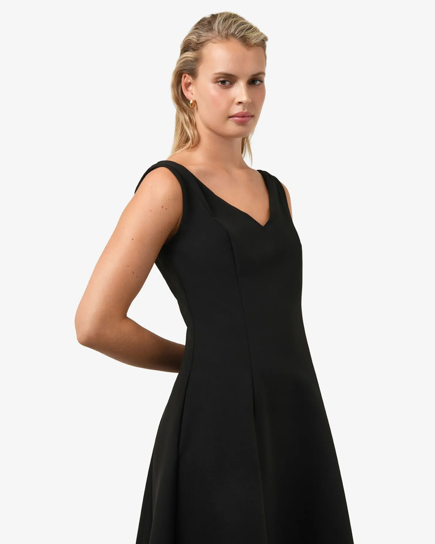 Forcast Yana V Neck Panel Dress Black Hot