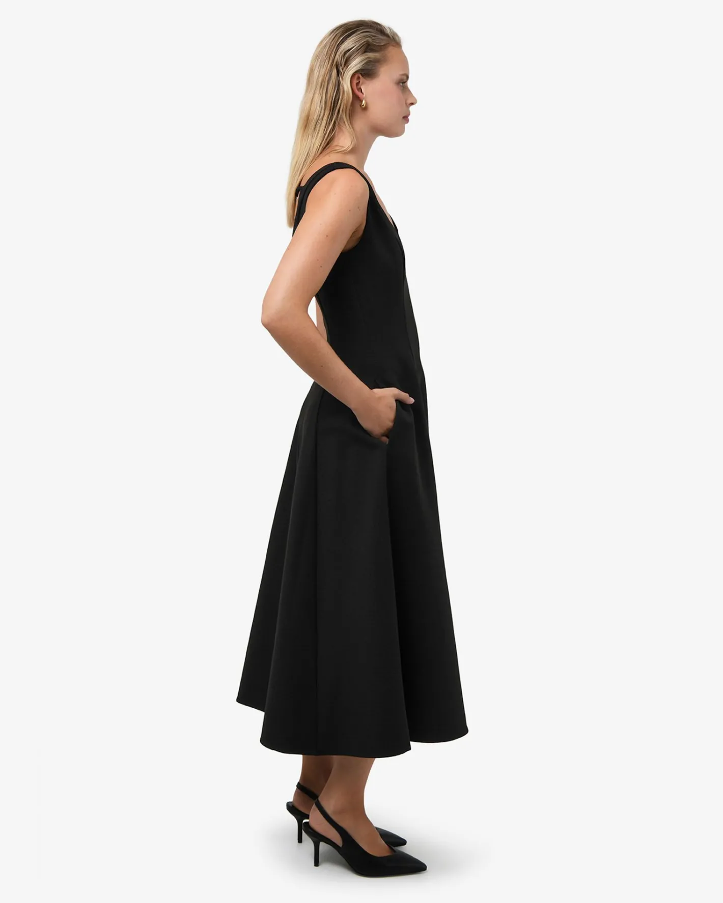 Forcast Yana V Neck Panel Dress Black Hot