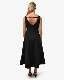 Forcast Yana V Neck Panel Dress Black Hot