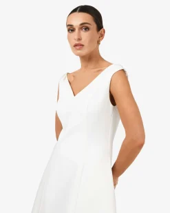Forcast Yana V Neck Panel Dress Ivory Best
